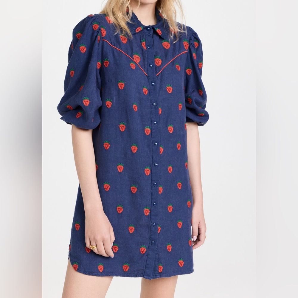 FARM Rio Strawberry Cross Stitch Mini Dress